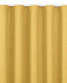 Záclony Závěs Homede Carmena s klasickou řasící páskou hořčicově žlutý, velikost 140x175