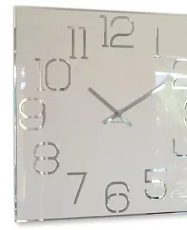 Nástěnné hodiny Stylové hranaté hodiny bílé barvy