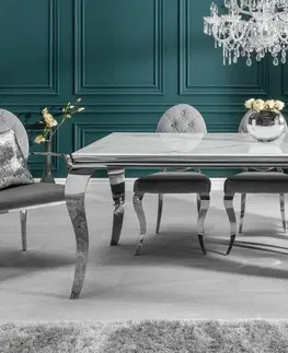Jídelní stoly LuxD Designový jídelní stůl Rococo 200 cm stříbrný - mramor