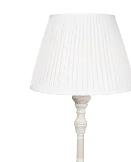 Stojaci lampy Venkovská stojací lampa šedá s bílým skládaným odstínem - Classico