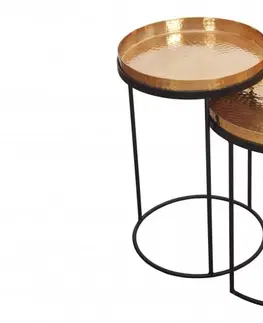 Luxusní a designové příruční stolky Estila Art-deco set kulatých příručních stolků Elements zlatá 53cm