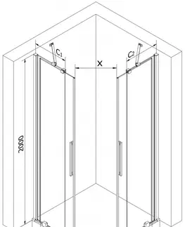 Sprchové kouty MEXEN/S Velar Duo čtvercový sprchový kout 80 x 80, transparent, černá 871-080-080-02-70