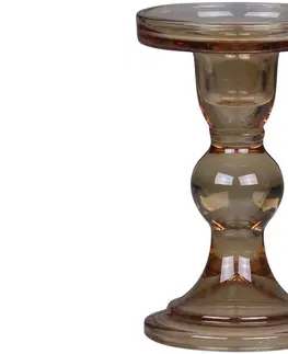 Svícny Karamelový skleněný svícen Pillar - Ø 8,5*14 cm Chic Antique 71568-04