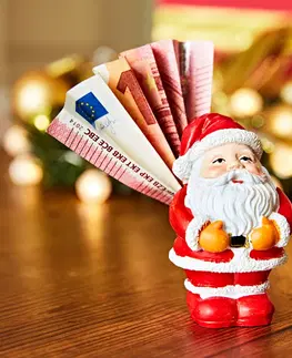 Dekorační figurky Poslíček s penězi Santa Claus