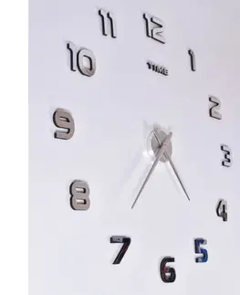 Nalepovací hodiny TZB Nástěnné hodiny Diy Nepri 65 - 130 cm - stříbrné 3D