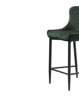 Barové židle Furniria Designová barová židle Hallie zelený samet