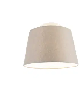 Stropni svitidla Stropní lampa s lněným stínidlem taupe 25 cm - bílá Combi