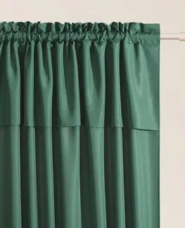 Jednobarevné hotové závěsy Zelený závěs MIA na stuhu 140 x 280 cm