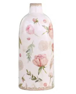 Dekorativní vázy Keramická dekorační váza s květy Floral Étel - Ø 11*26cm Chic Antique 65067319 (65673-19)
