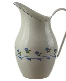 Džbány Krémový smaltovaný džbán s květy Flower- 20*26cm - 2.5L Münder Email 104.14