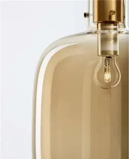 Designová závěsná svítidla NOVA LUCE závěsné svítidlo CINZIA šampaň sklo bílý kabel mosazný zlatý kov E27 1x12W 230V IP20 bez žárovky 9236640