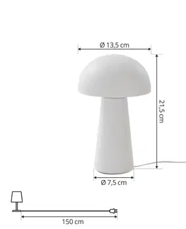 Stolní lampy Lindby Nabíjecí stolní lampa Lindby Zyre LED, bílá, IP44, dotykový stmívač