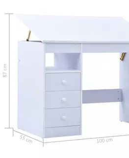 Dětské stoly a židle Dětský psací stůl náklopný Dekorhome Bílá