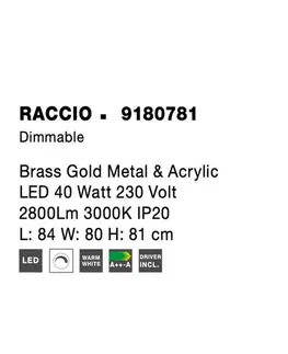 Designová závěsná svítidla NOVA LUCE závěsné svítidlo RACCIO zlatý kov a akryl LED 40W 230V 3000K IP20 stmívatelné 9180781