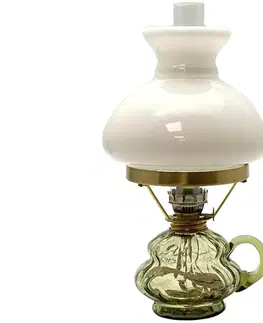 Lampy Floriánova huť Petrolejová lampa ANNA 33 cm lesní zelená velká krakle 