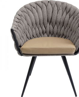 Jídelní židle KARE Design Světle hnědá polstrovaná židle s područkami Knot