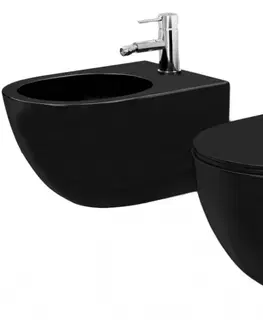 Záchody REA/S SET závěsné WC Carlo Mini Black Mat + Bidet Carlo Black KPL-00672