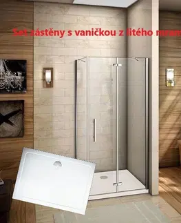 Sprchové vaničky H K MELODY F5 80x100 cm s jednokřídlými dveřmi s pevnou stěnou, (dveře 80cm / boční stěna 100cm) včetně sprchové vaničky z litého mramoru