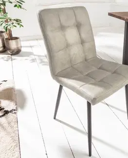 Luxusní jídelní židle Estila Designová čalouněná jídelní židle Modena z mikrovlákna v šedé barvě 87cm