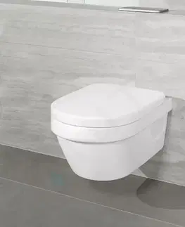 WC sedátka VILLEROY & BOCH Architectura Závěsné WC, sedátko SoftClose, Rimless, s CeramicPlus, alpská bílá 5684HRR1