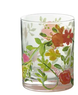 Sklenice Sklenička na vodu s barevnými květy Floral glass - Ø8*10cm / 280ml J-Line by Jolipa 30676
