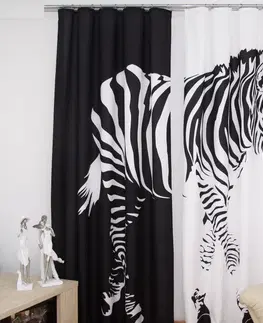 Luxusní hotové závěsy s potiskem 3D Černo bílé závěsy se zebrou