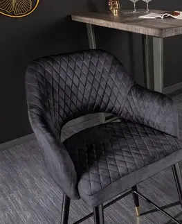Barové židle LuxD Designová barová židle Laney antracitový samet
