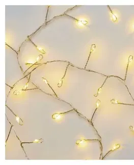 LED osvětlení na baterie EMOS LED vánoční nano řetěz - ježek, 2,4 m, 3x AA, vnitřní, teplá bílá, časovač D3FW01