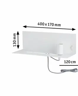 Moderní nástěnná svítidla PAULMANN Nástěnné svítidlo Ablage Devara E27 max. 40W dřevo/bílá, umělá hmota/kov 789.15