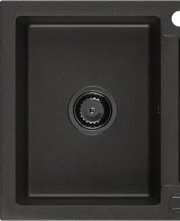 Sifony k pračkám MEXEN/S Andres granitový dřez s odkapávačem 1000 x 500 mm černá/zlatá metalik, černý sifon 6515101510-75-B