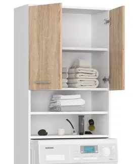 Koupelnový nábytek Ak furniture Koupelnová skříňka nad pračku Fin bílá/sonoma