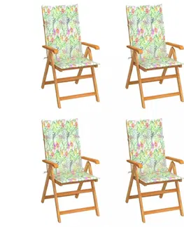 Zahradní židle Skládací zahradní židle 4 ks s poduškami Dekorhome Šedá kostka