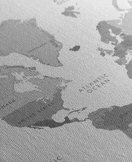 Obrazy mapy Obraz černobílá mapa světa ve vintage vzhledu