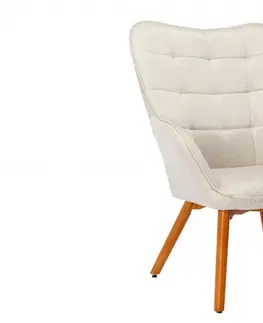 Luxusní a designová křesla a fotely Estila Skandinávská moderní židle Scandinavia s prošívaným čalouněním v krémové barvě s dřevěnými nohama 97 cm