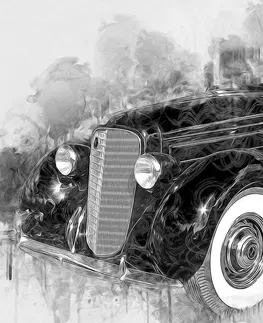 Černobílé obrazy Obraz historické retro auto v černobílém provedení