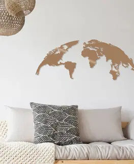 Bytové doplňky a dekorace Wallity Nástěnná dekorace World Map zlatá - S