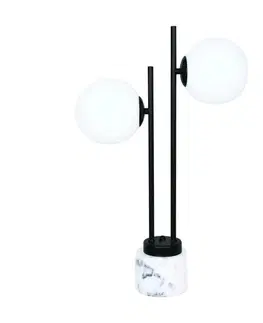 Stojací lampy ve skandinávském stylu ACA Lighting stolní lampa 2XE14 QUADRO černá + bílá mramor IP20 36X14XH61CM ML127022TBK