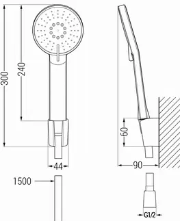 Sprchy a sprchové panely MEXEN/S R-40 sprchový set point, bílá 785405052-20