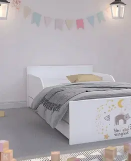 Dětské postele Kouzelná dětská postel 160 x 80 cm se spící kočkou a souhvězdími
