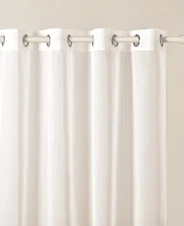 Záclony Kvalitní krémová záclona Flavia s volánky na kolečkách 140 x 260 cm