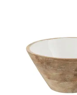 Mísy a misky Mísa z mangového dřeva s bílým vnitřkem Enamell medium – ∅ 23,5*12 cm J-Line by Jolipa 1619