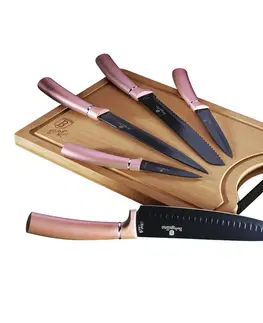Kuchyňské nože Berlinger Haus Sada nožů s nepřilnavým povrchem + prkénko 6 ks I-Rose Edition