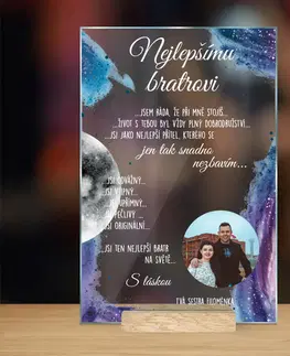 Cedulky s věnovaním (dárky) Dárek pro bratra - skleněná plaketa s vlastním textem a designem