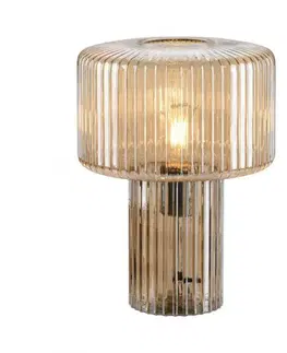 Designové stolní lampy PAUL NEUHAUS stolní lampa jantarová barva, sklo tvaru houby, pr.25cm, vypínač