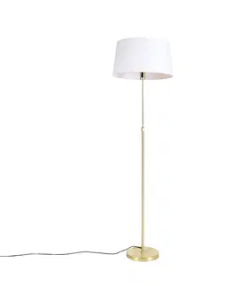 Stojaci lampy Chytrá stojací lampa zlatá s plátěným stínidlem bílá 45 cm vč.Wifi A60 - Parte
