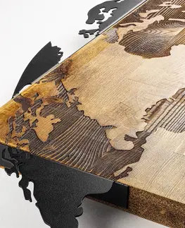 Bytové doplňky a dekorace Wallity Nástěnná dřevěná dekorace WORLD MAP hnědá/černá
