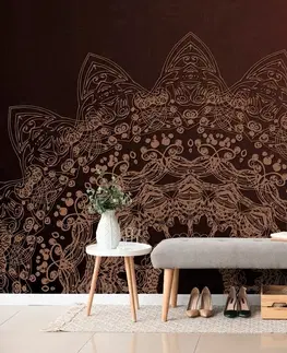 Samolepící tapety Samolepící tapeta moderní prvky Mandaly v odstínech hnědé