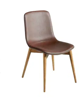 Luxusní jídelní židle Estila Moderní jídelní židle Vita Naturale veganská kůže hnědá 87cm
