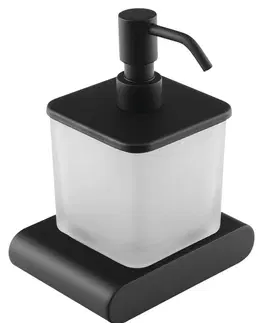Dávkovače mýdla SAPHO FLORI dávkovač mýdla, 300 ml, mléčné sklo, černá mat RF019/15