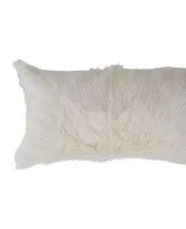Dekorační polštáře Bílý obdélníkový polštář z kozí kůže - 55*30*10cm Mars & More QXHKGWX